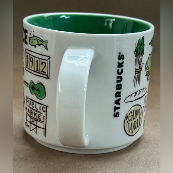 Starbucks 2018 Pike Place Been There Pin Drop Green and White Coffee Mug. 14 oz - Picture 4 of 7